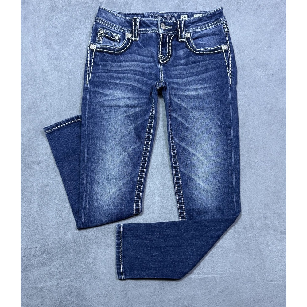 Miss Me Jeans Womens 25 (26x26) Signature Ankle Skinny Studded Y2K Lowrise Boho